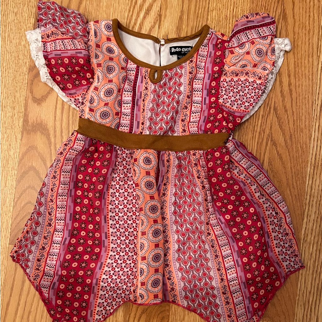 Pogo Club If NY Girls Pink  Red Dress Size S 4